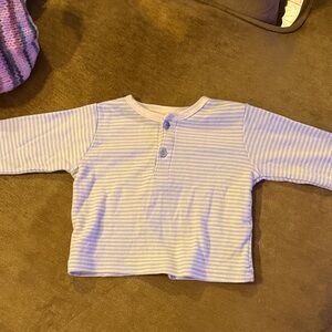 Calvin Klein Jeans White & Light Blue Striped Long Sleeve Henley